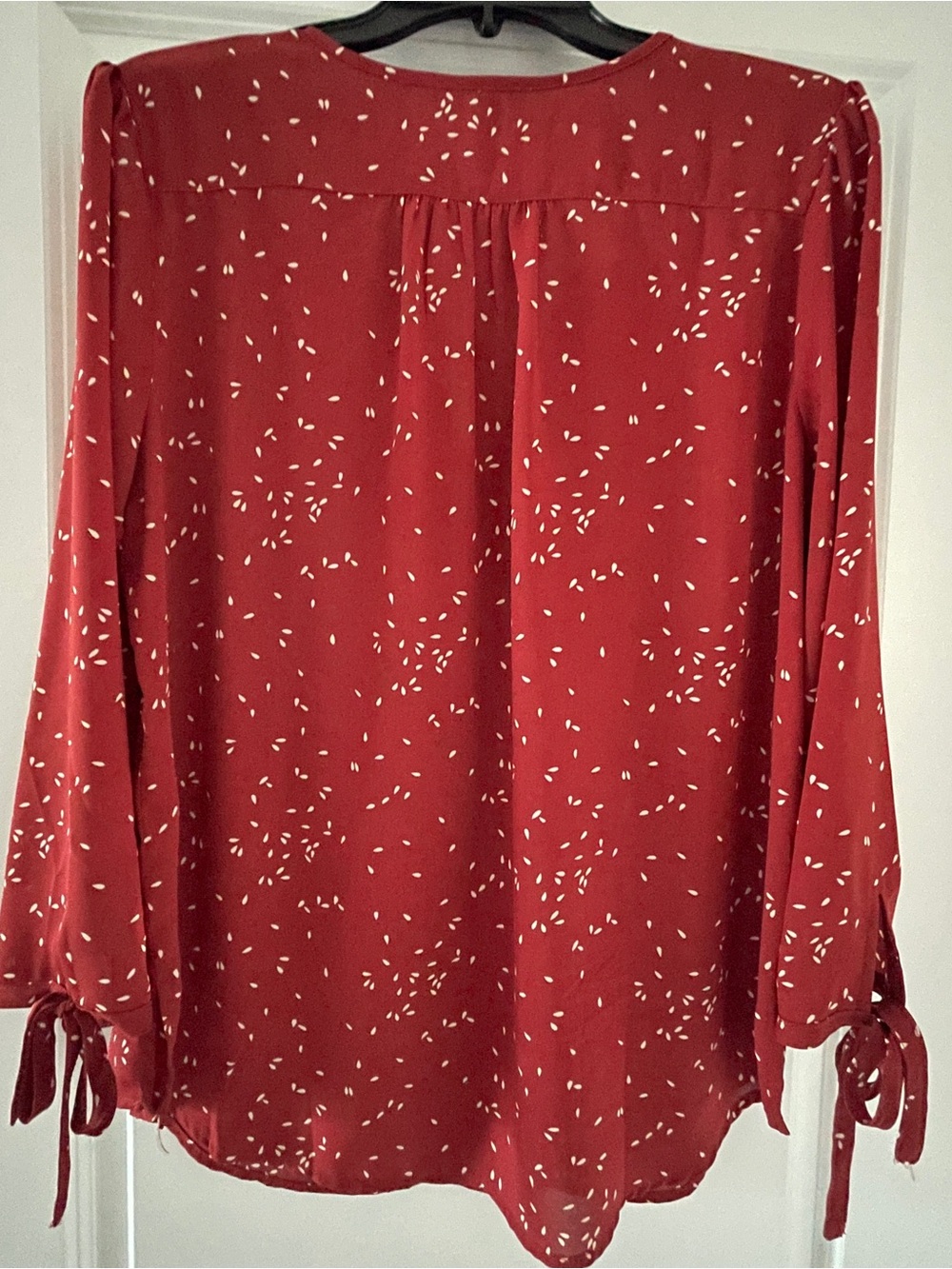 Monday Fun Women’s Tie-Sleeve Blouse, Burnt Orange, XL - Picture 3 of 5